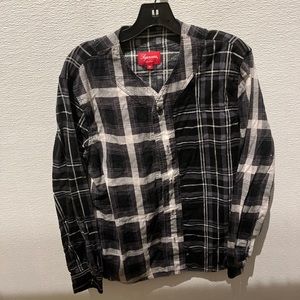 Supreme Flannel Button Up Multi Plaid Baseball Jersey Shirt Size Medium FW16